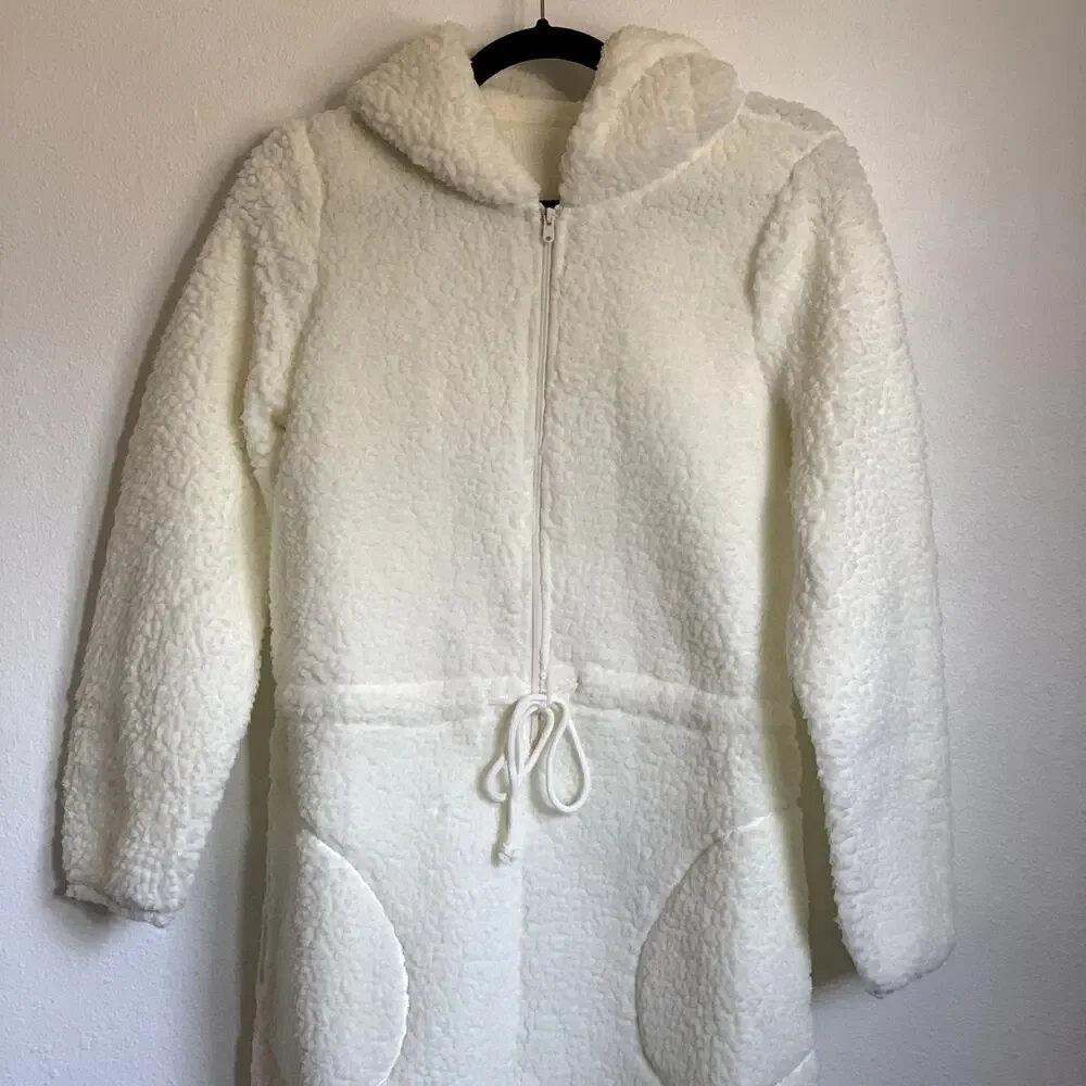 NWT Aerie Teddy Bear Sherpa Onesie Jumpsuit in Cream - Picture 3 of 9